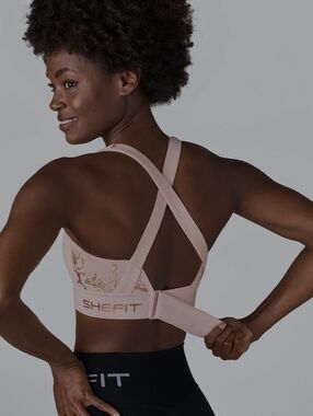 SHEFIT Blush Floral-Accent Adjustable Sports Bra